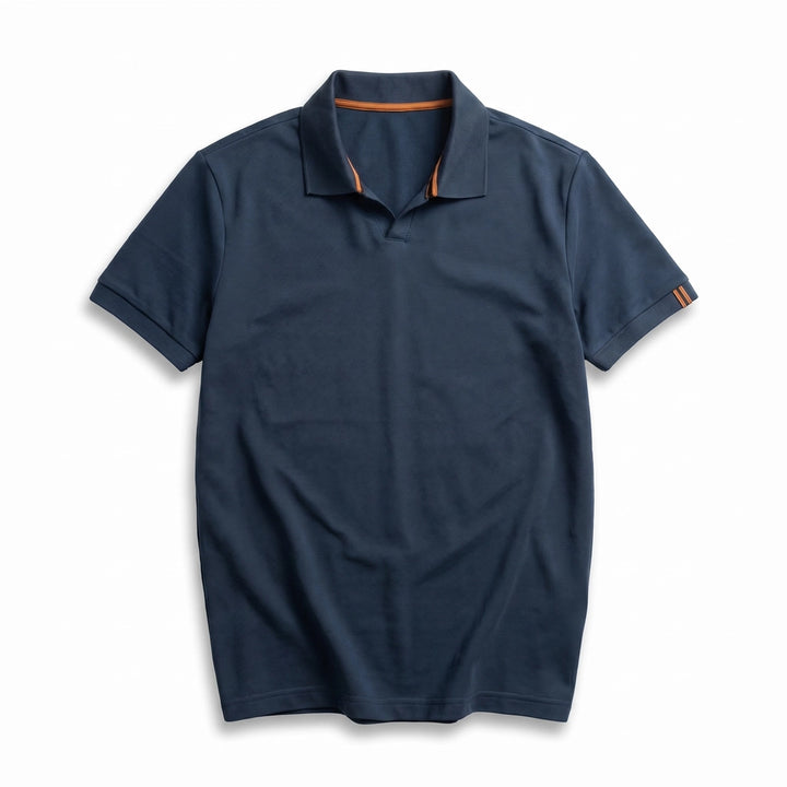Jade V Neck Cotton Polo  - Color:Blue;Size:2XL (185/104A)