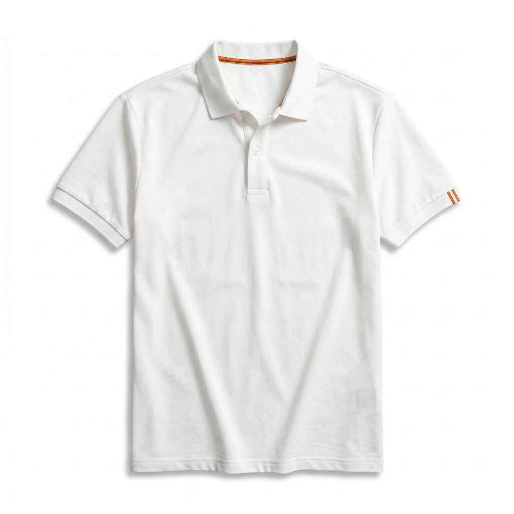 Jade V Neck Cotton Polo  - Color:White;Size:2XL (185/104A)
