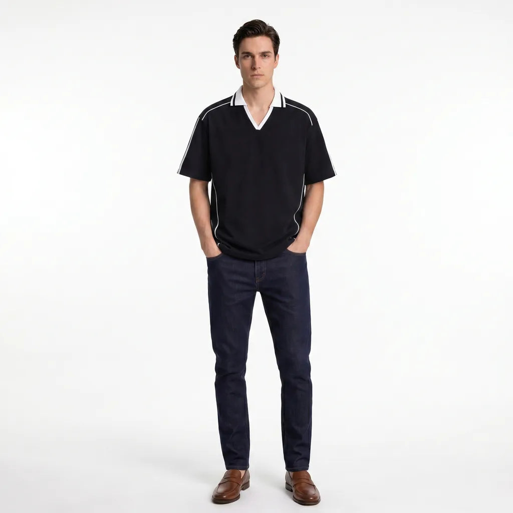 Men's Black Jansen Striped Corduroy T-Shirt