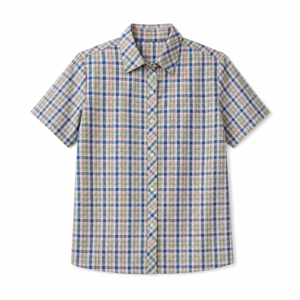 Jasmine Cotton Check Shirt - Color:Green;Size:XL