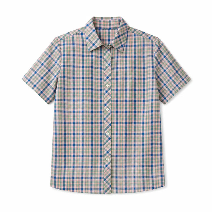 Jasmine Cotton Check Shirt - Color:Green;Size:XL