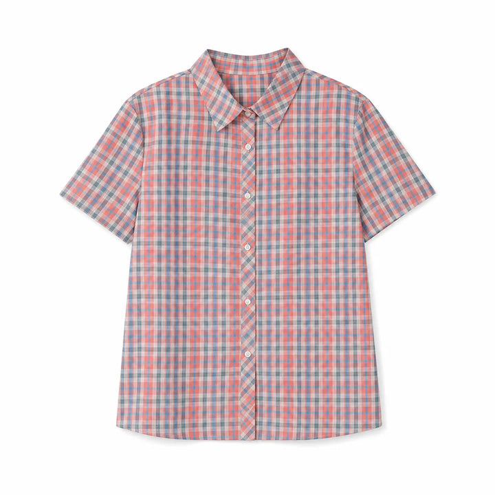 Jasmine Cotton Check Shirt - Color:Pink;Size:XL