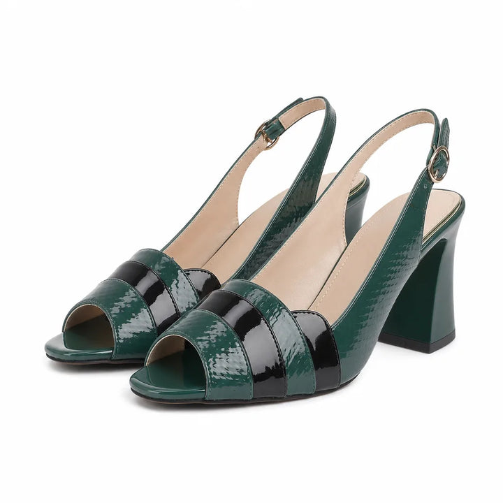 Jasmine Open-Toe Heels - Color:Green;Size:35