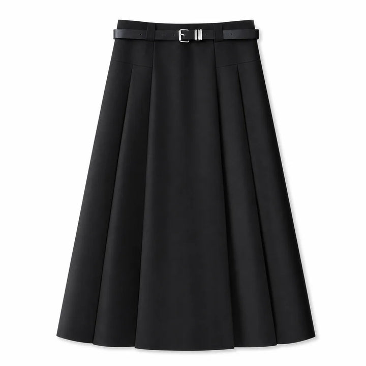 Jasmine Pleated Midi Skirt - Color:Black;Size:S