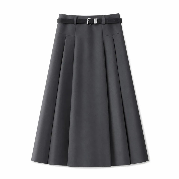Jasmine Pleated Midi Skirt - Color:Gray;Size:S