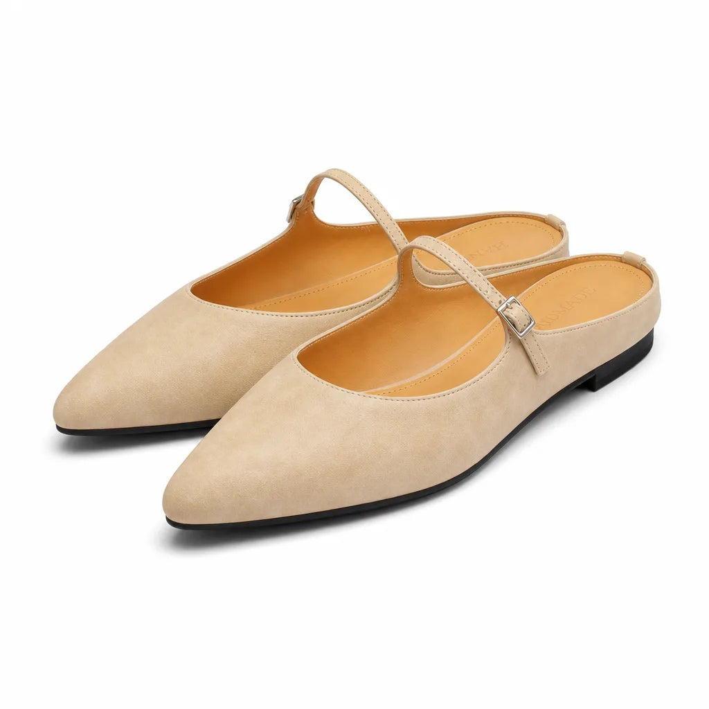 Jorja Goatskin Mules - Color:Beige;Size:35