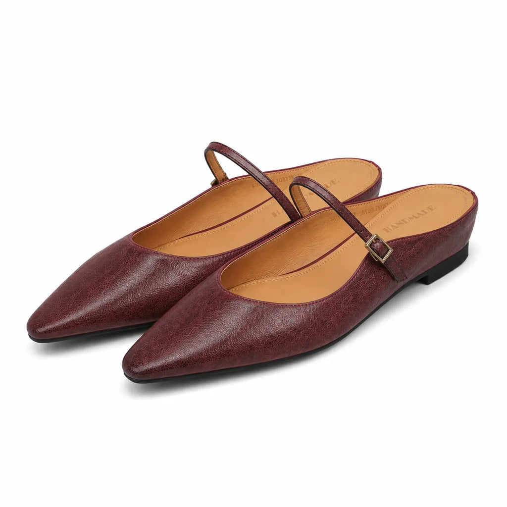 Jorja Goatskin Mules - Color:Red;Size:35