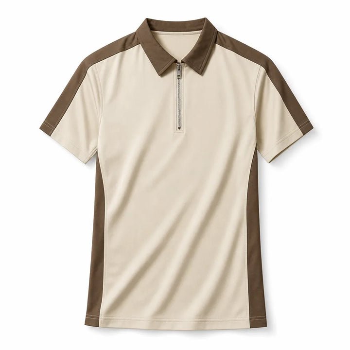 Julian Colorblock Polo Shirt - Color:Khaki;Size:S