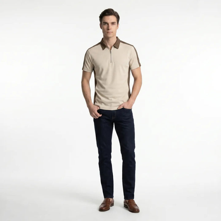 Men's Y129 Khaki Eastwood Colorblock Polo Shirt
