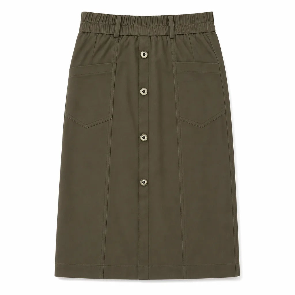 Juliet Cotton A-Line Skirt - Color:Green;Size:2XL 125-135 jin