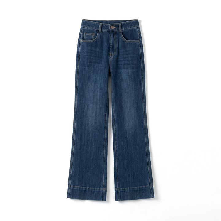 Kaia Cotton Flare Jeans - Color:Dark Blue;Size:S
