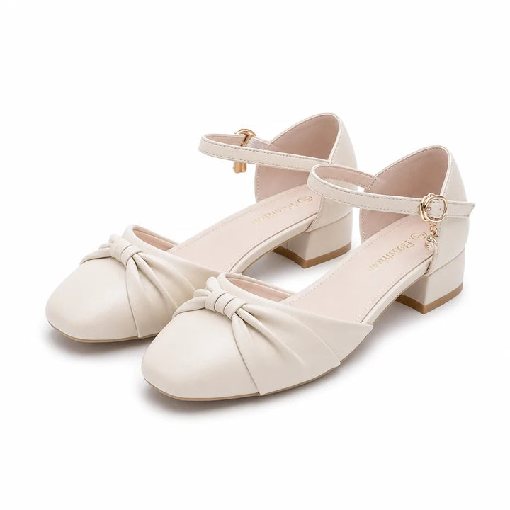 Kendall Block Heel Sandals - Color:Off White;Size:35