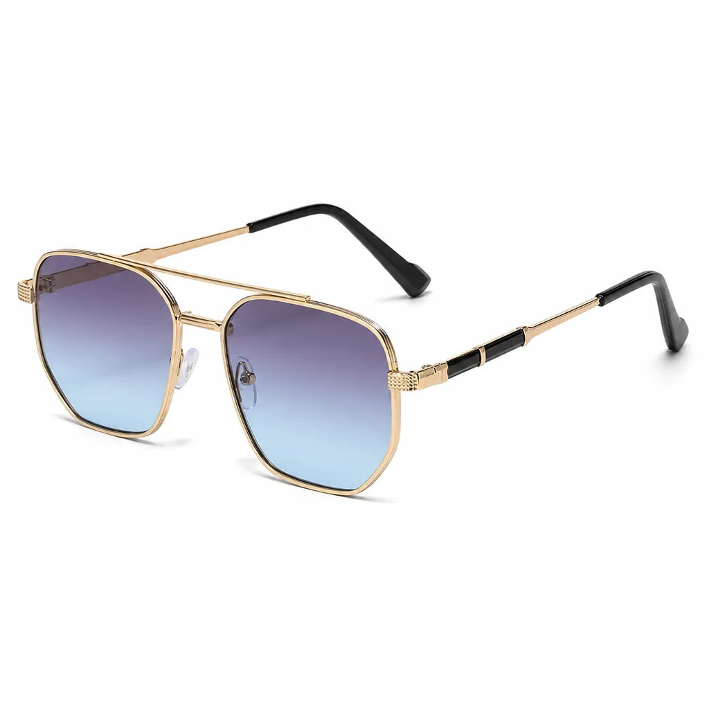 Kevin Double-Bridge Shades - Color:Gold blue
