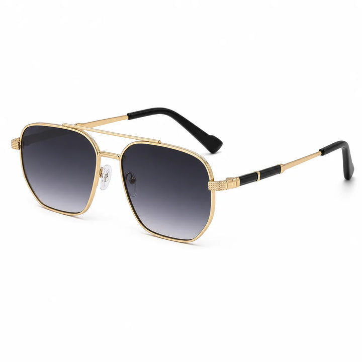 Kevin Double-Bridge Shades - Color:Gold gray