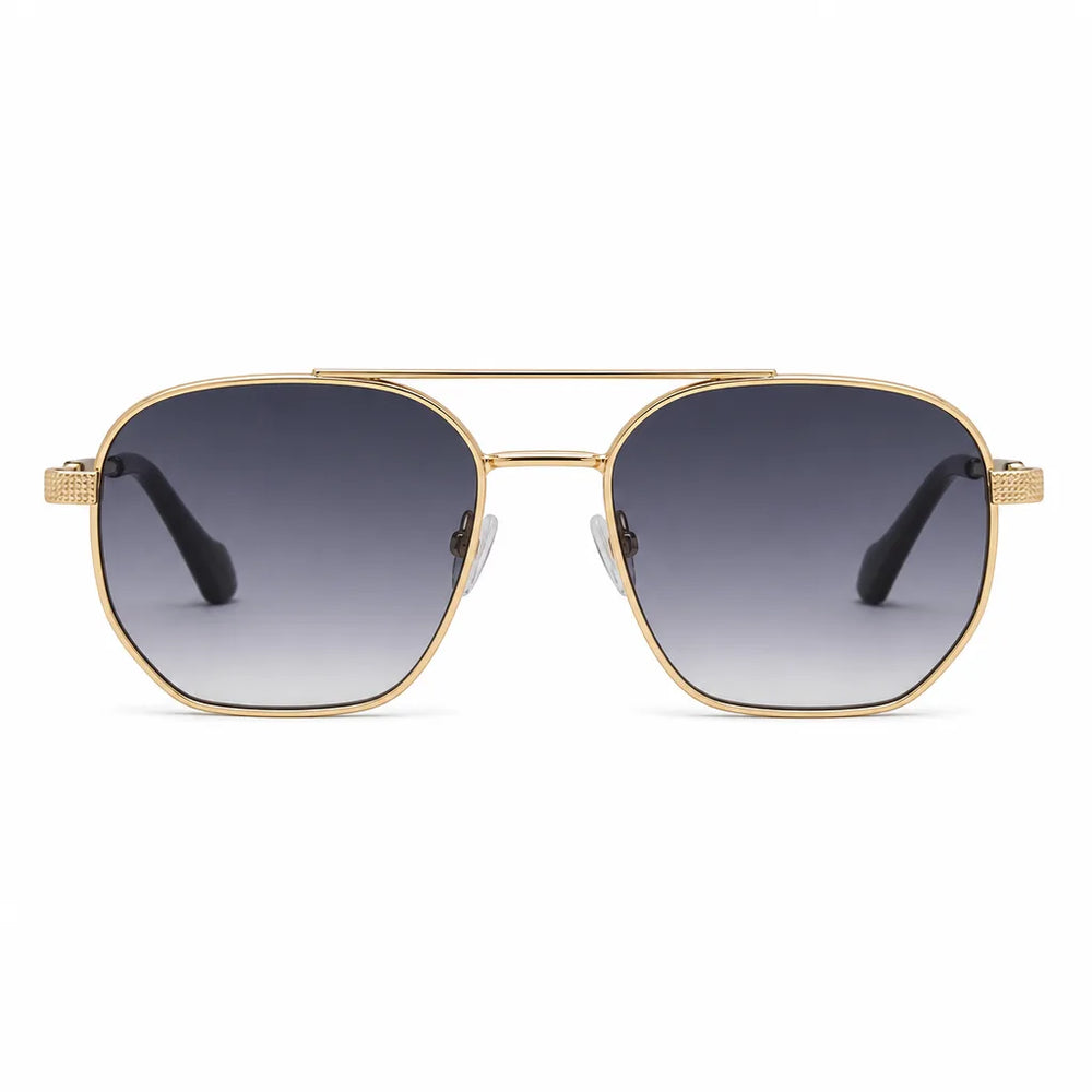 Men's Gold frame with gradient gray lenses Cole Double-Bridge Shades