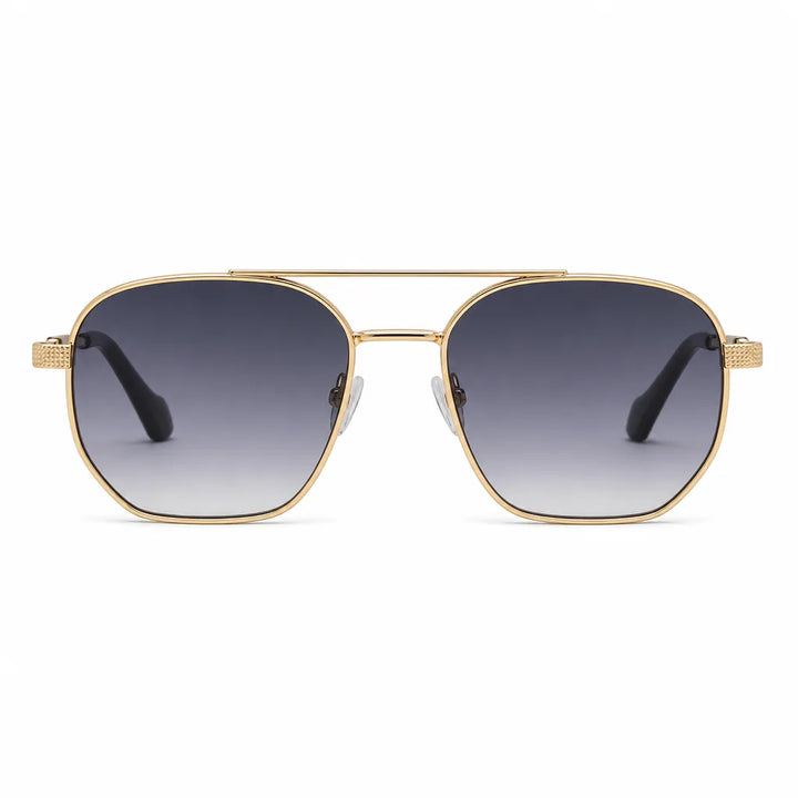 Men's Gold frame with gradient gray lenses Cole Double-Bridge Shades