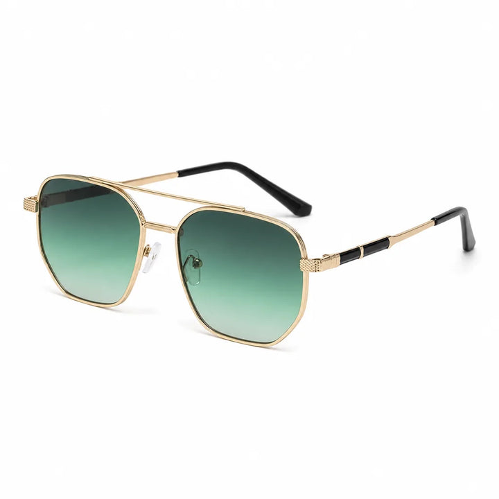 Kevin Double-Bridge Shades - Color:Gold green