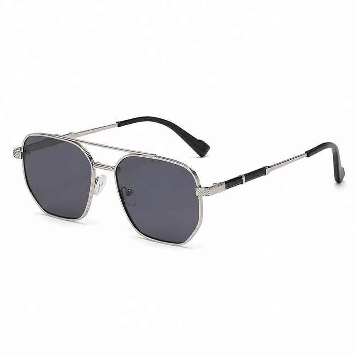 Kevin Double-Bridge Shades - Color:Silver black