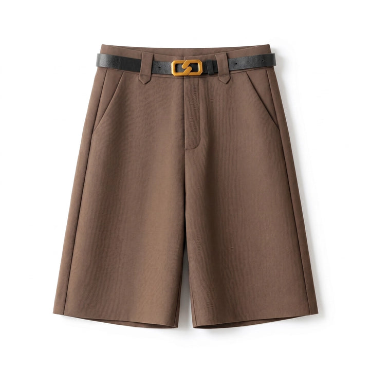 Emilia Cotton Wide-Leg Shorts - Color:Khaki;Size:XS