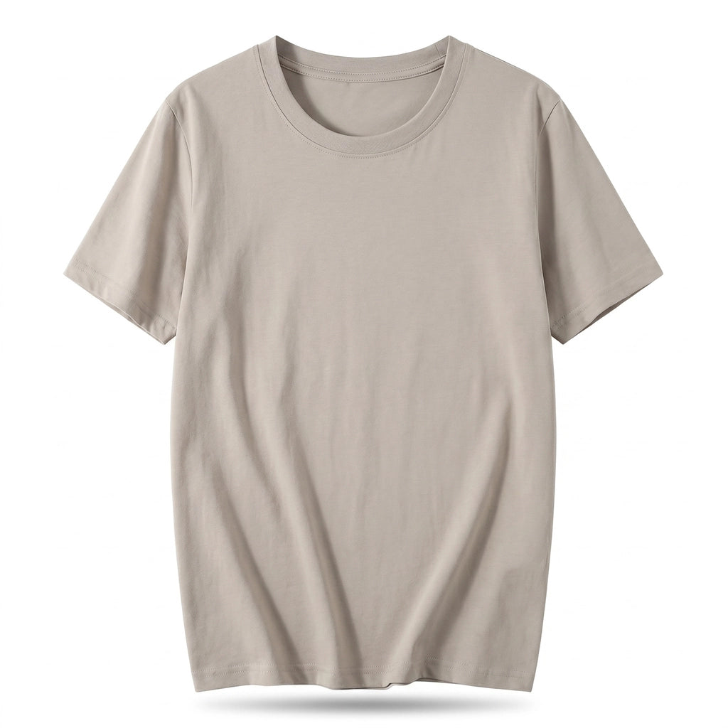 Mark Cotton Crewneck T-shirt  - Color:Khaki;Size:XS