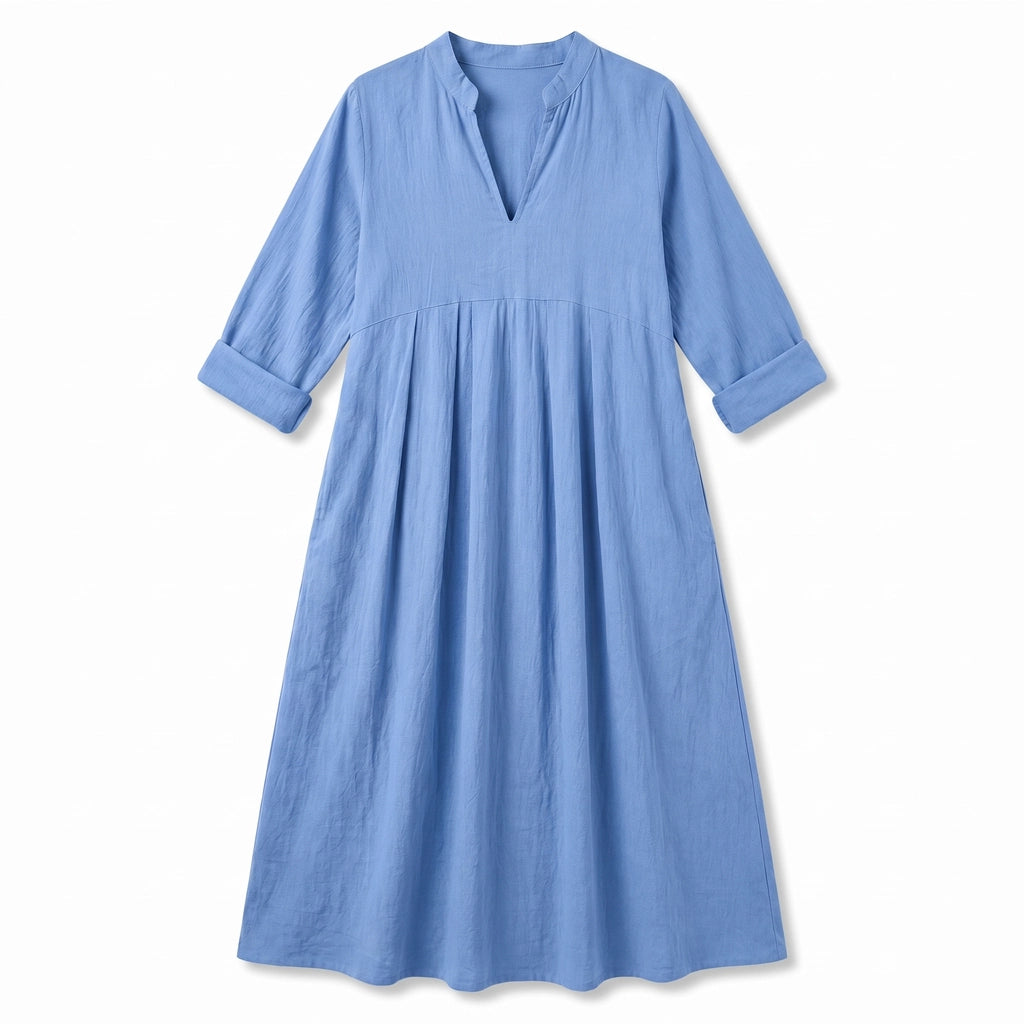 Kirsty Linen Dress - Color:Blue;Size:XS