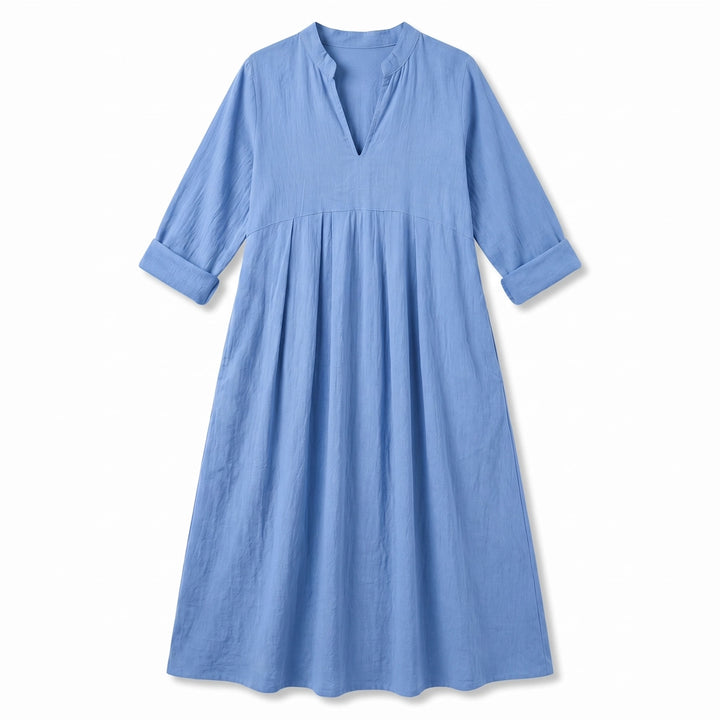 Kirsty Linen Dress - Color:Blue;Size:XS
