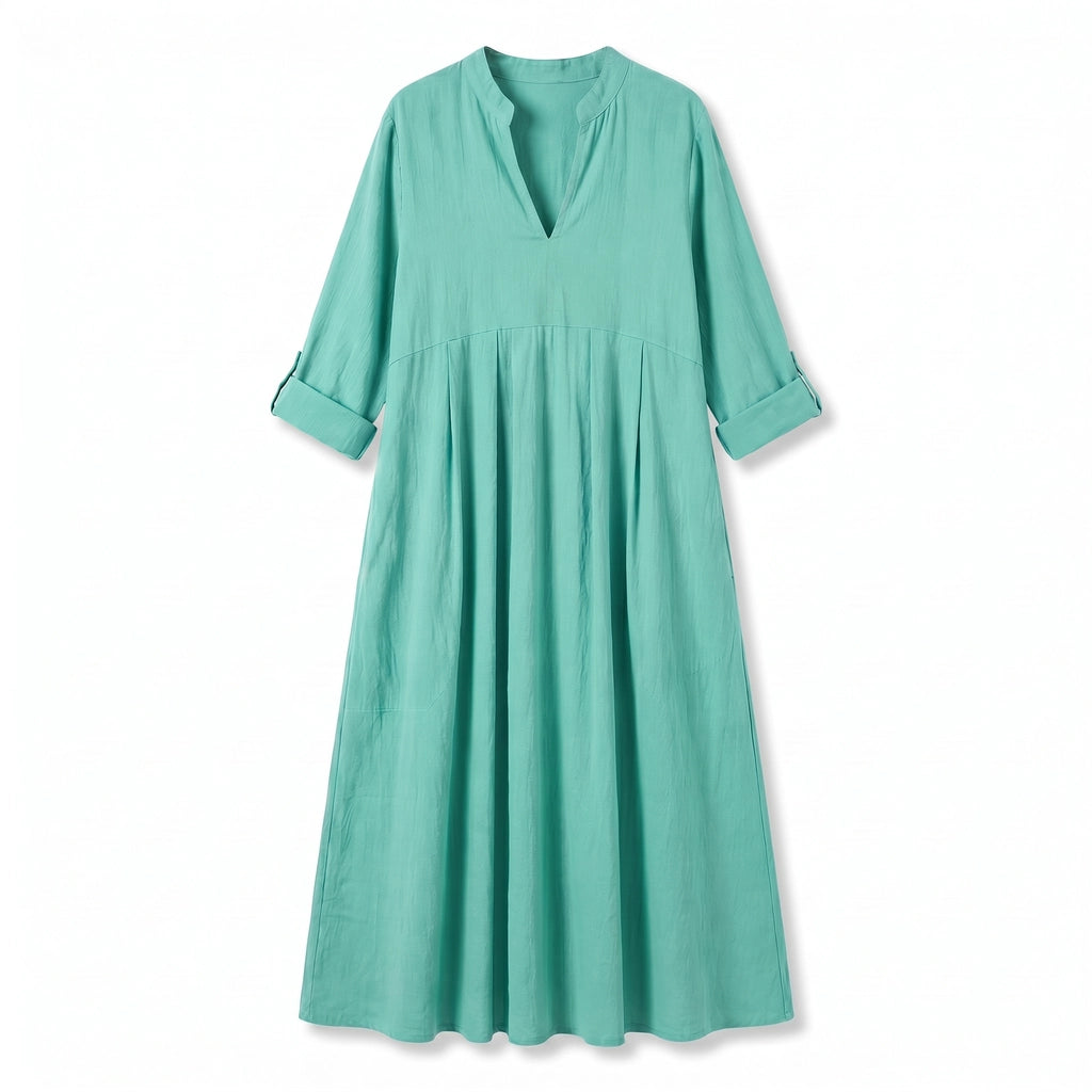 Kirsty Linen Dress - Color:Green;Size:XS