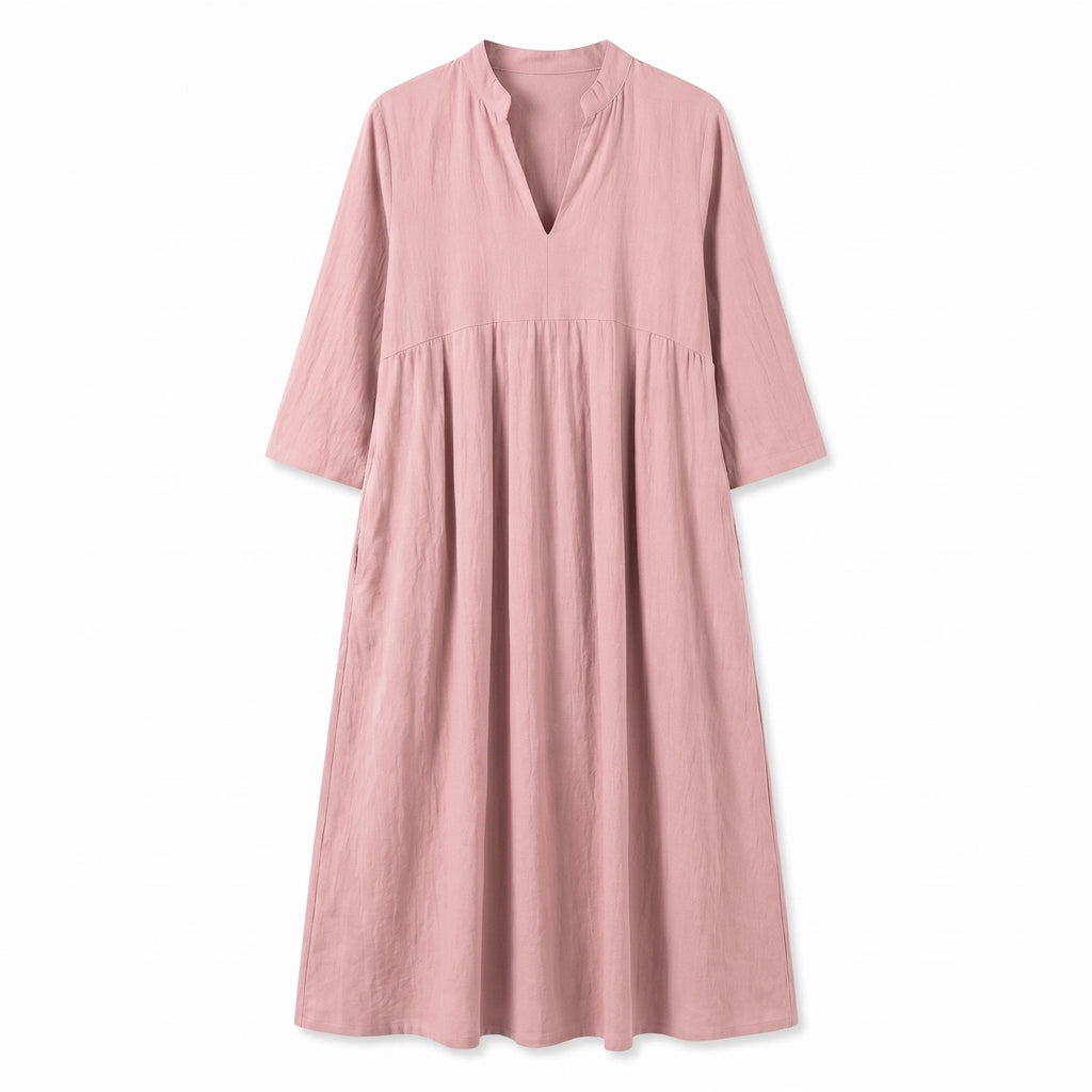 Kirsty Linen Dress - Color:Pink;Size:XS