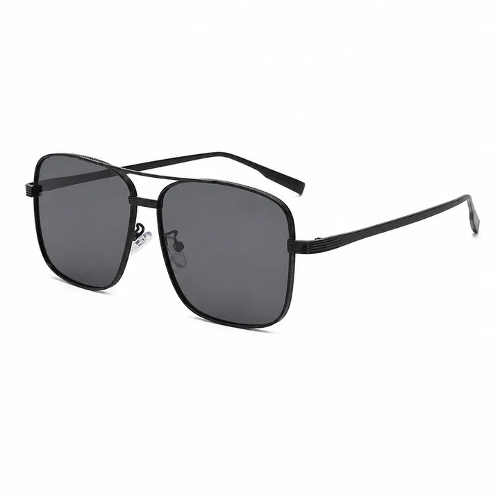 Women's Black Frame Gray Lenses Lachlan Square Metal Shades