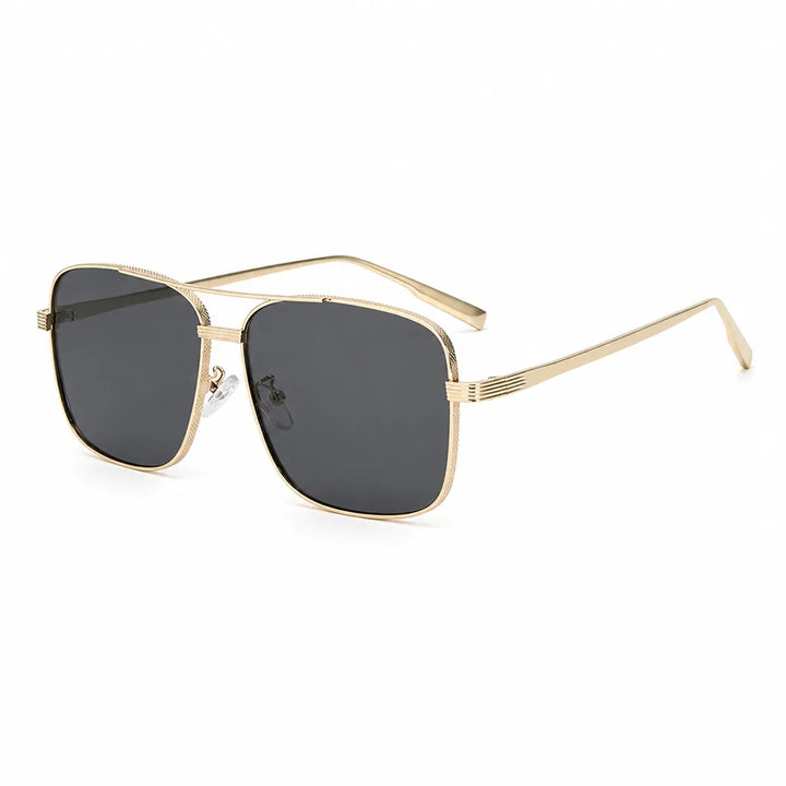 Women's Gold Frame Gray Lenses Lachlan Square Metal Shades