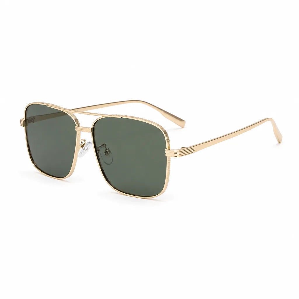Women's Gold Frame Green Lenses Lachlan Square Metal Shades