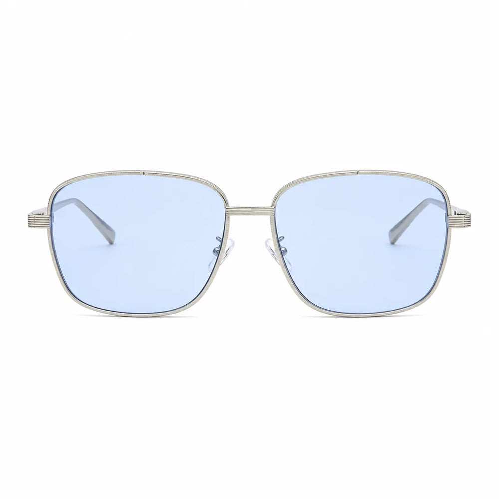 Silver Frame Blue Lenses Lachlan Square Metal Shades 3