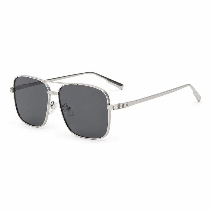 Women's Silver Frame Gray Lenses Lachlan Square Metal Shades