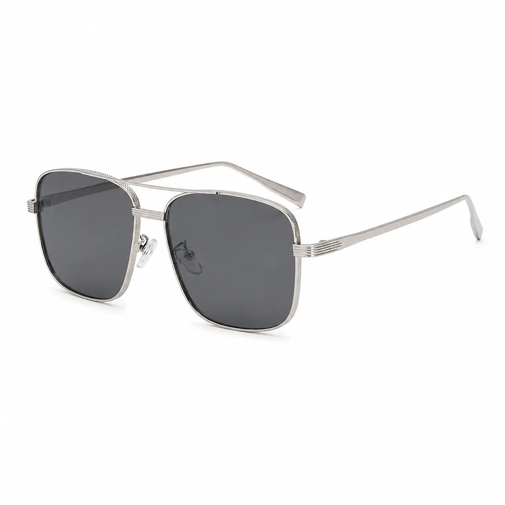Women's Silver Frame Gray Lenses Lachlan Square Metal Shades