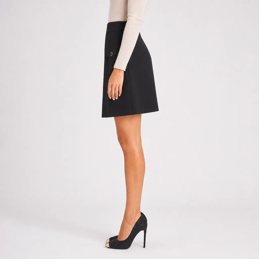 Women's Black Laurent Fitted Knit Skirt