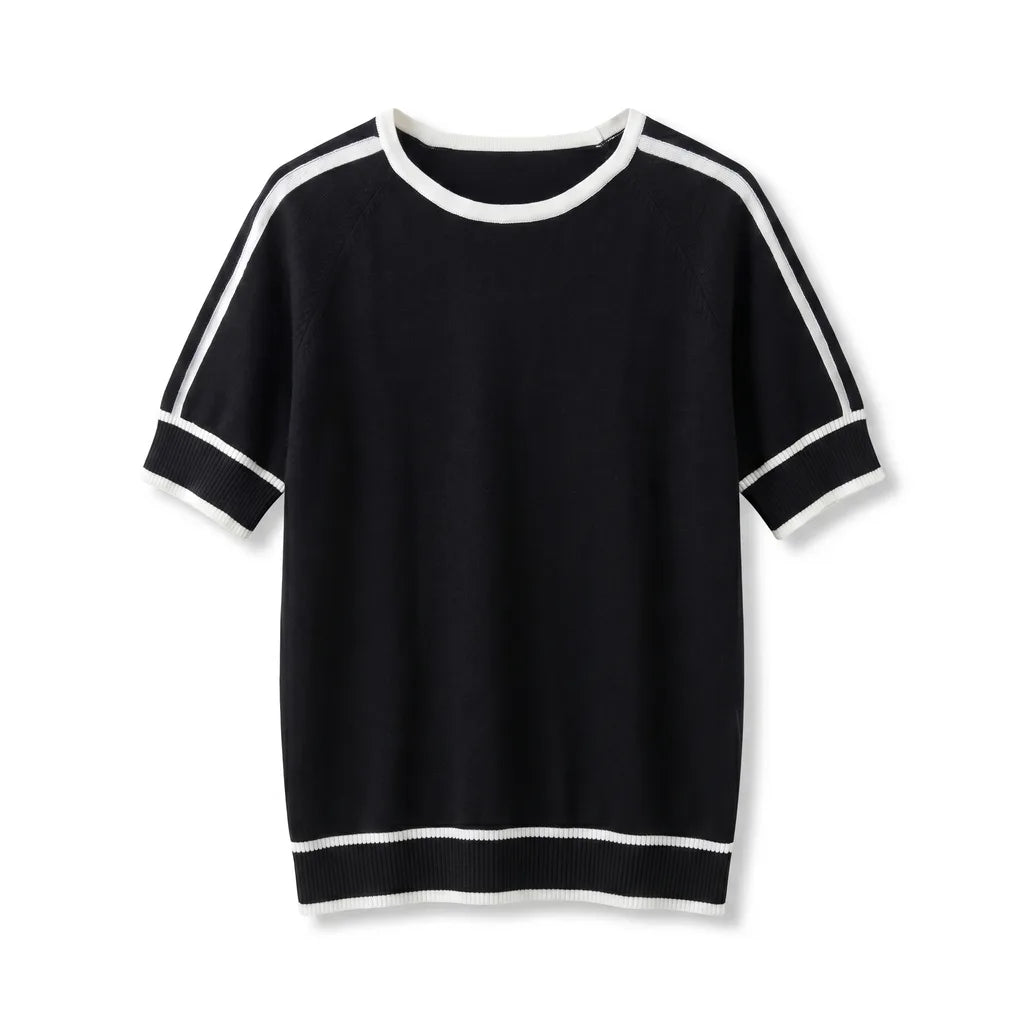Leila Cotton Knit Top - Color:Black;Size:XS