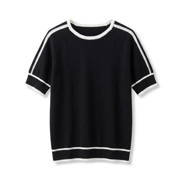 Leila Cotton Knit Top - Color:Black;Size:XS