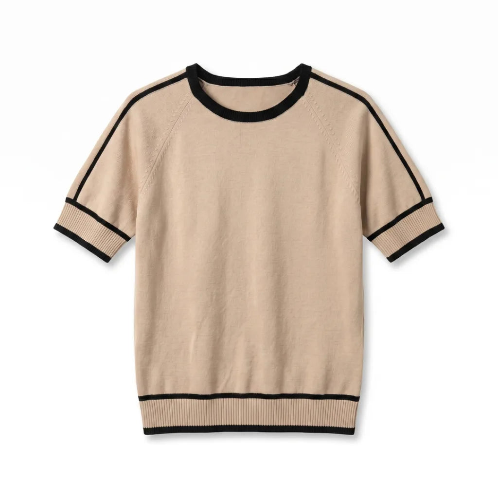 Leila Cotton Knit Top - Color:Light Coffee;Size:XS