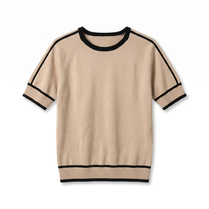 Leila Cotton Knit Top - Color:Light Coffee;Size:XS