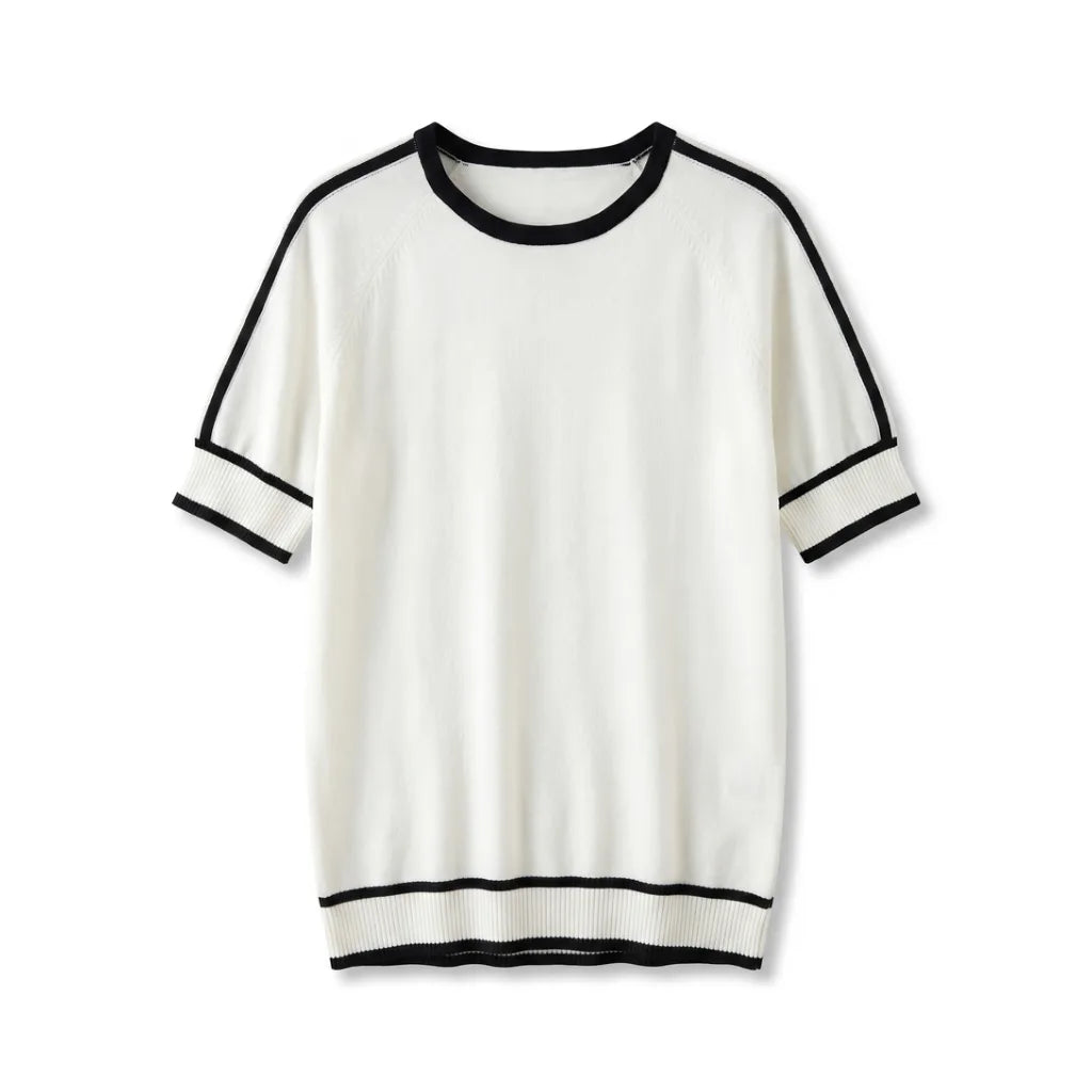 Leila Cotton Knit Top - Color:White;Size:XS