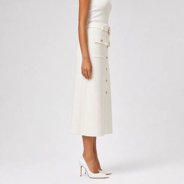 Women's White Forsythe High Waist Knit Skirt