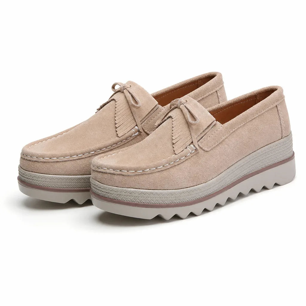Leila Platform Slip Ons - Color:Light Brown;Size:35