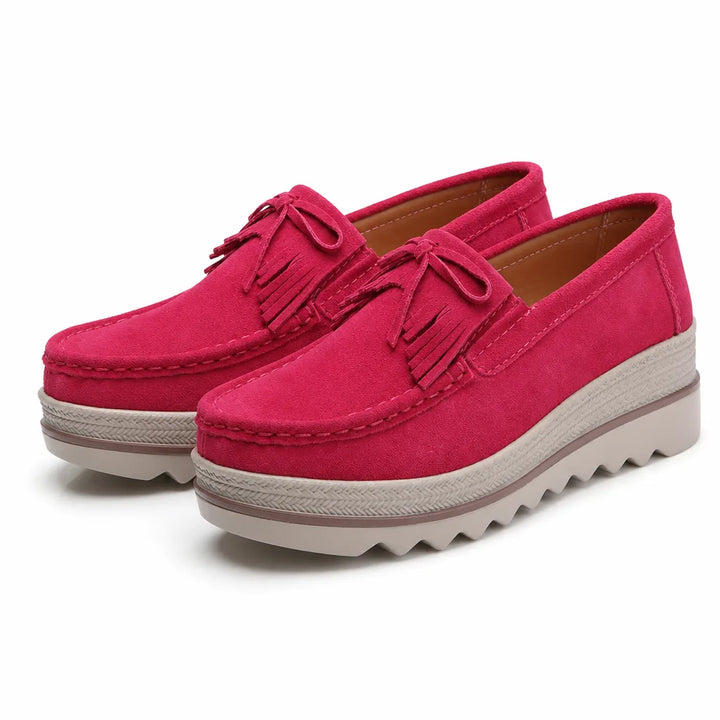 Leila Platform Slip Ons - Color:Rose Red;Size:35