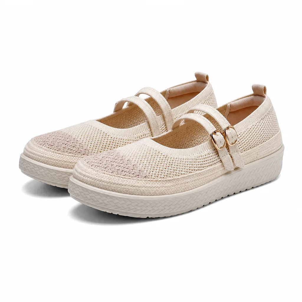 Leila Striped Slip-Ons - Color:Beige;Size:35