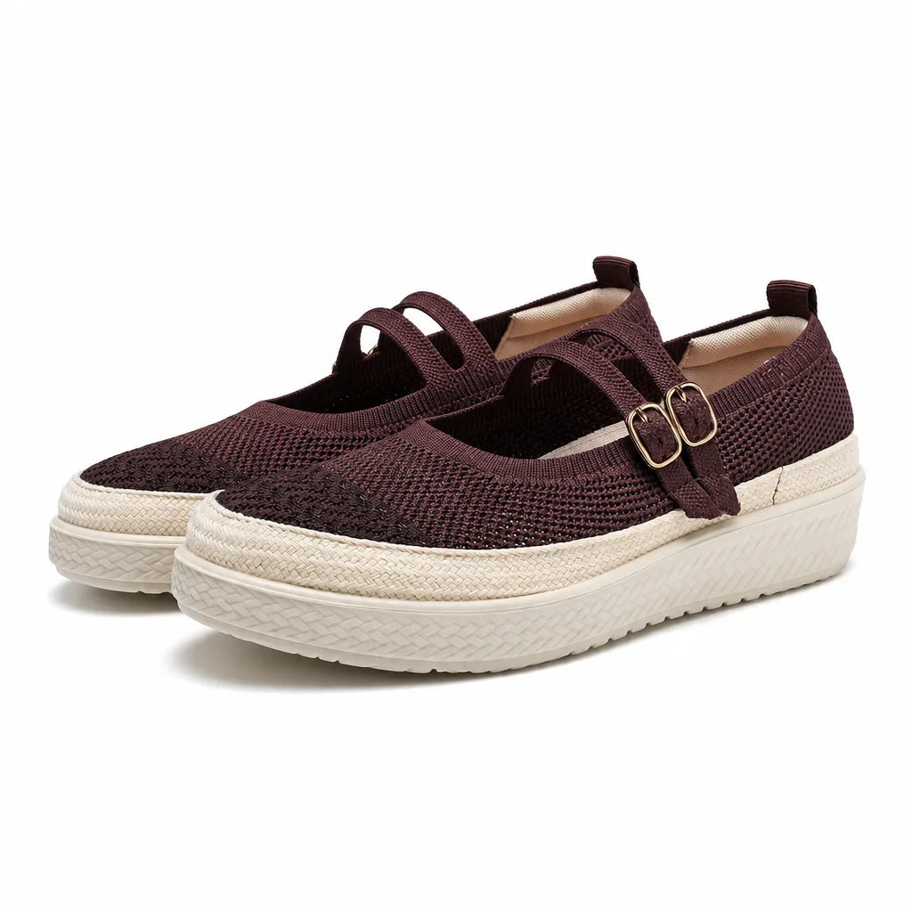 Leila Striped Slip-Ons - Color:Brown;Size:35