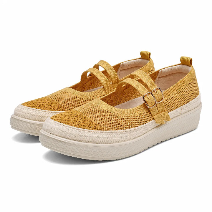 Leila Striped Slip-Ons - Color:Yellow;Size:35