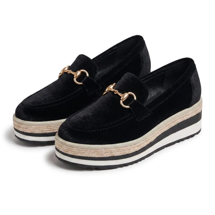 Lena Platform Wedge Loafers - Color:Black;Size:35