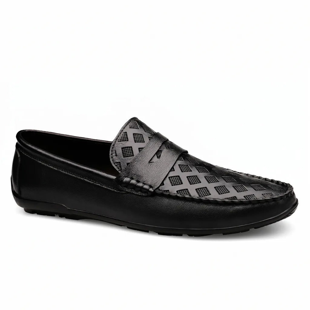 Men's Black Austen Leather Driving Loafers