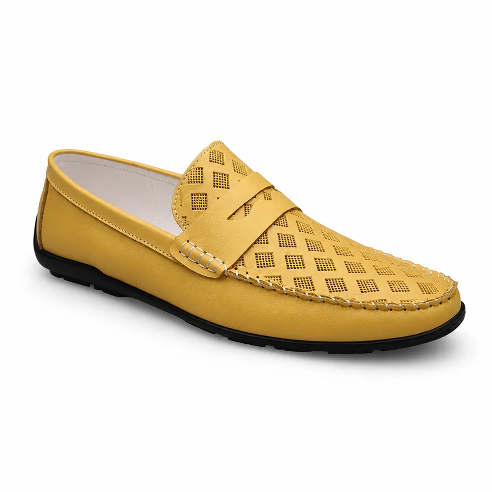 Men's Yellow Austen Leather Driving Loafers