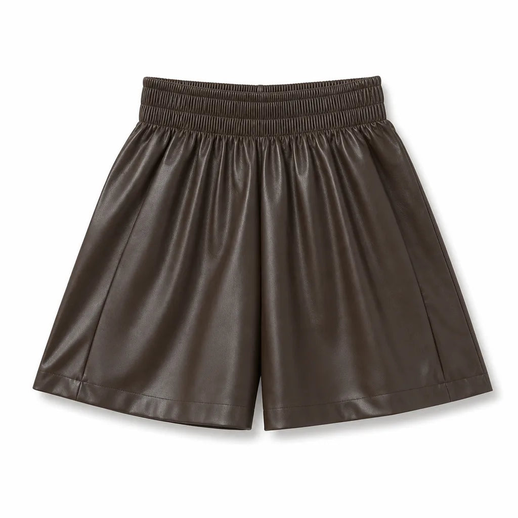 Leviana High Waist Shorts - Color:Coffee;Size:XS